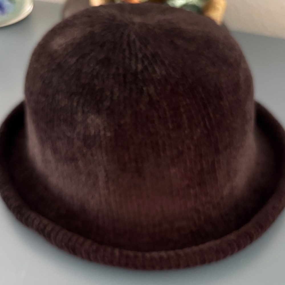 Knit Black Velvet Bowler Hat